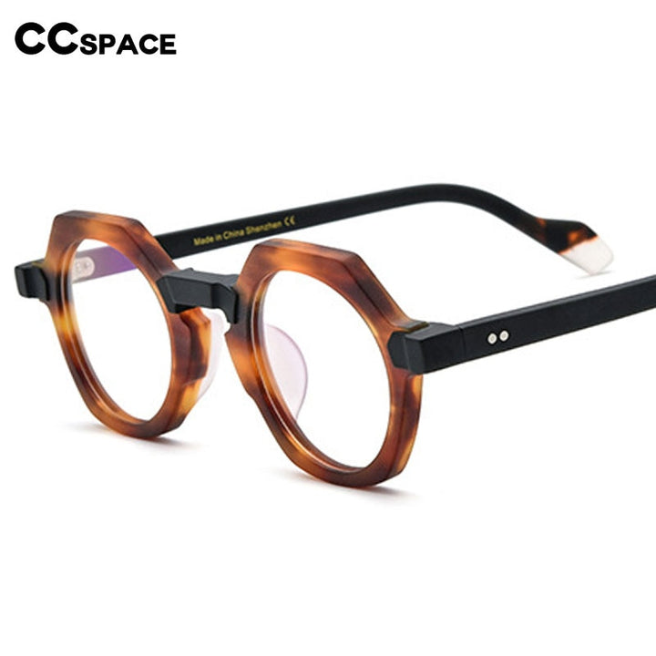 CCspace Unisex Full Rim Irregular Round Acetate Eyeglasses 55099 Full Rim CCspace