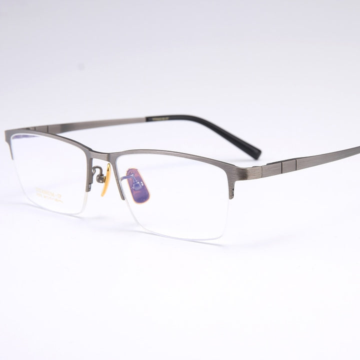 Bclear Men's Semi Rim Square Titanium Eyeglasses My91075 Semi Rim Bclear