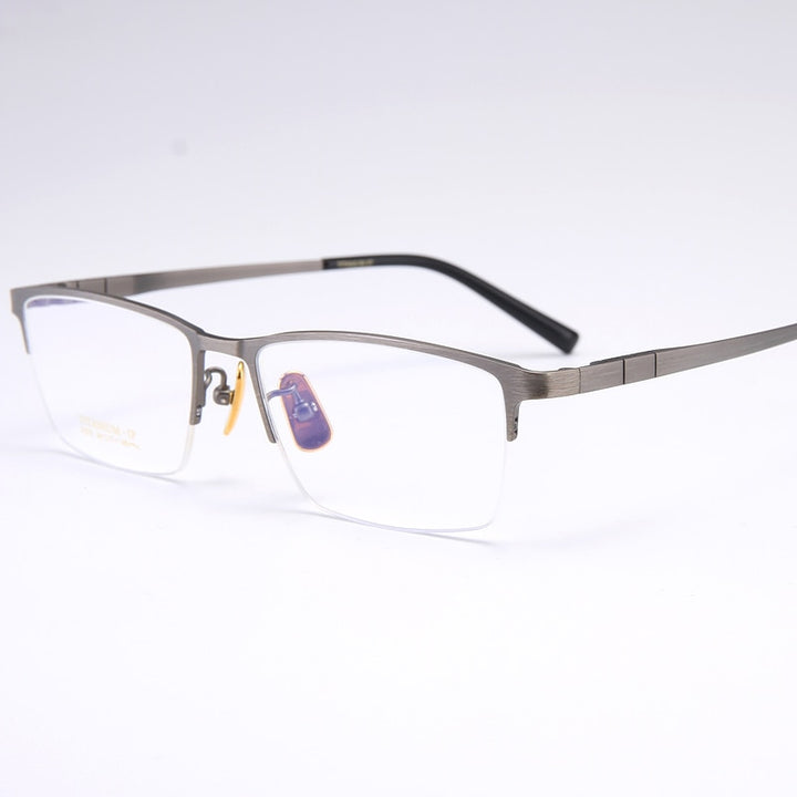 Bclear Men's Semi Rim Square Titanium Eyeglasses My91075 Semi Rim Bclear   