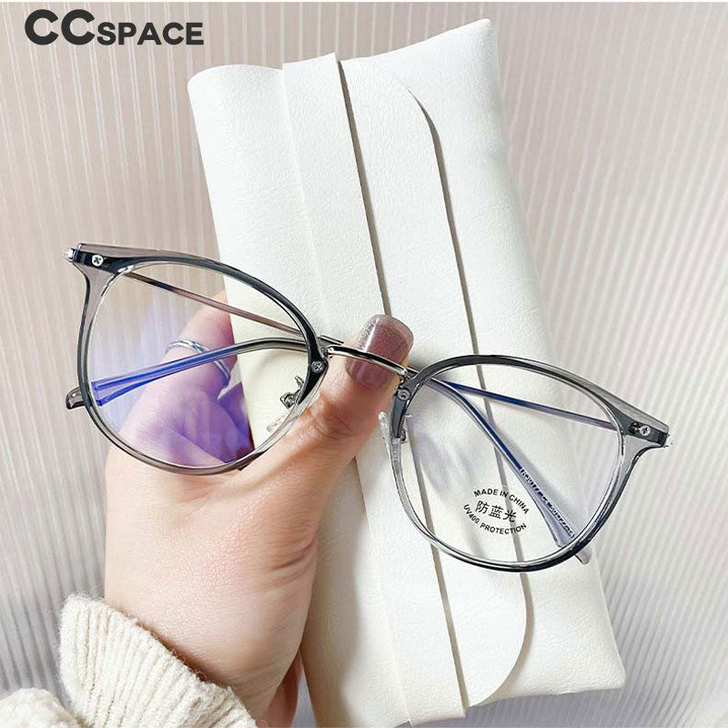 CCspace Unisex Full Rim Round Cat Eye Tr 90 Titanium Eyeglasses 55897 Full Rim CCspace