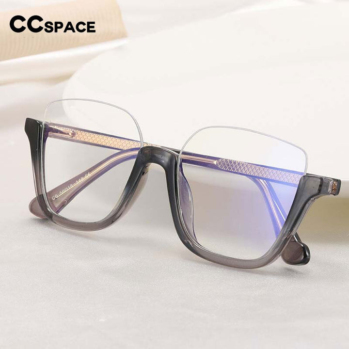 CCspace Women's Semi Rim Big Square Tr 90 Titanium Eyeglasses 55066 Semi Rim CCspace