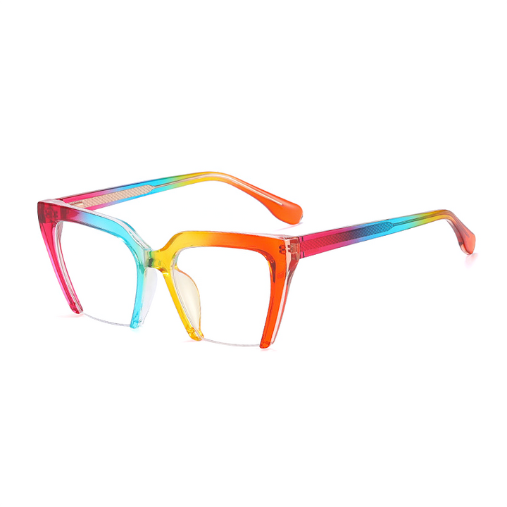 Ralferty Women's Full Rim Square Cat Eye Tr 90 Acetate Eyeglasses F81058 Full Rim Ralferty China C8 Colorful
