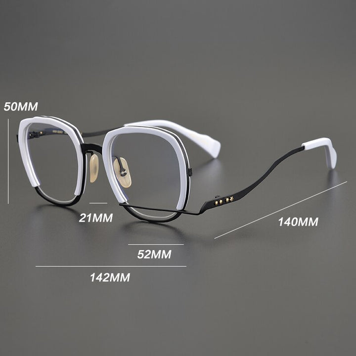 Gatenac Unisex Full Rim Irregular Square Titanium Acetate Eyeglasses Gxyj868 Full Rim Gatenac