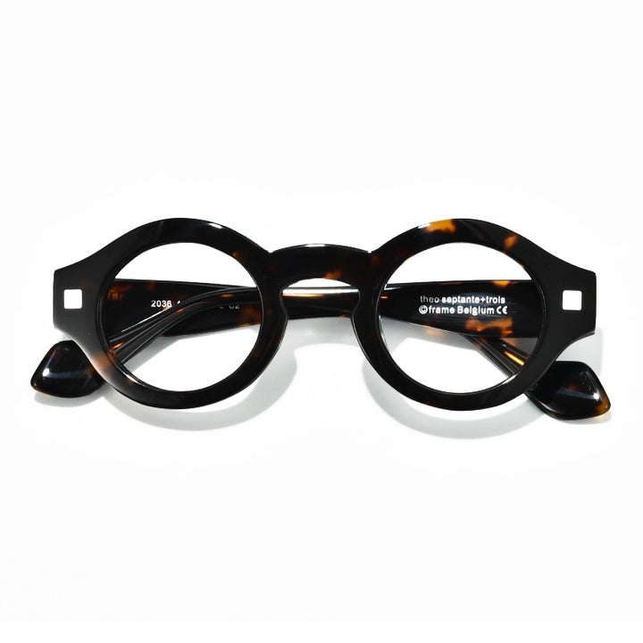 Gatenac Unisex Full Rim Irregular Round Acetate Eyeglasses Gxyj1007 Full Rim Gatenac
