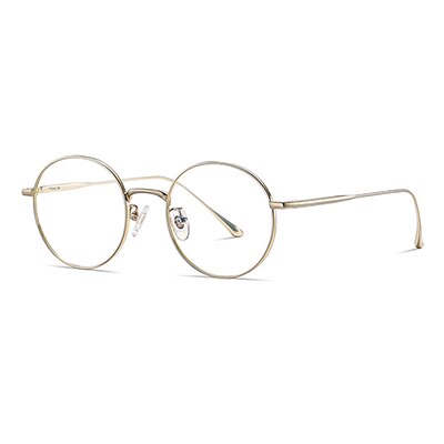 Ralferty Unisex Full Rim Oversized Round Titanium Eyeglasses Full Rim Ralferty China C02 Gold