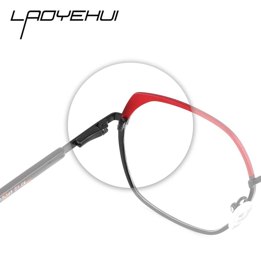 Laoyehui Women's Full Rim Polygon Cat Eye Alloy Reading Glasses Anti-Blue Light Gl9210 Reading Glasses Laoyehui