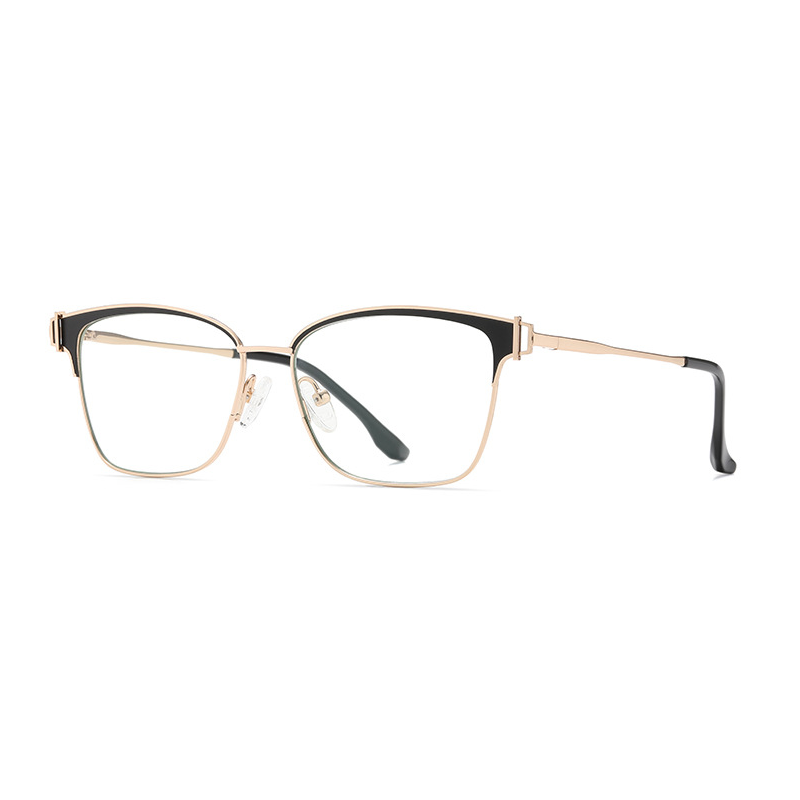 Ralferty Women's Full Rim Square Acetate Alloy Eyeglasses D8612 Full Rim Ralferty China Gold Black