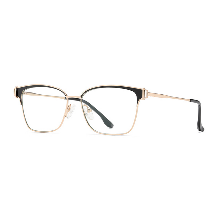 Ralferty Women's Full Rim Square Acetate Alloy Eyeglasses D8612 Full Rim Ralferty China Gold Black 