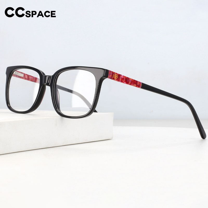 CCspace Unisex Full Rim Square Acetate Eyeglasses 55557 Full Rim CCspace