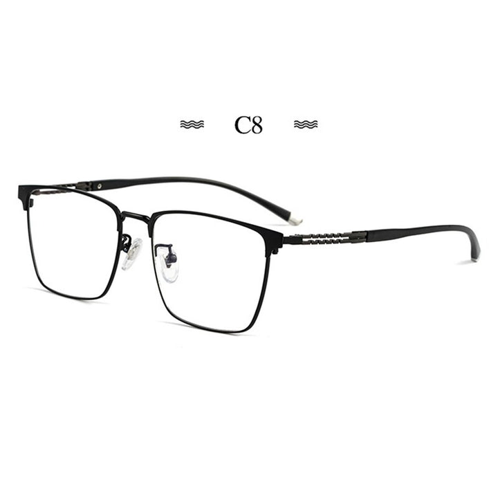 Hotochki Men's Full Rim Square Tr 90 Titanium Frame Eyeglasses T8611t Full Rim Hotochki C8