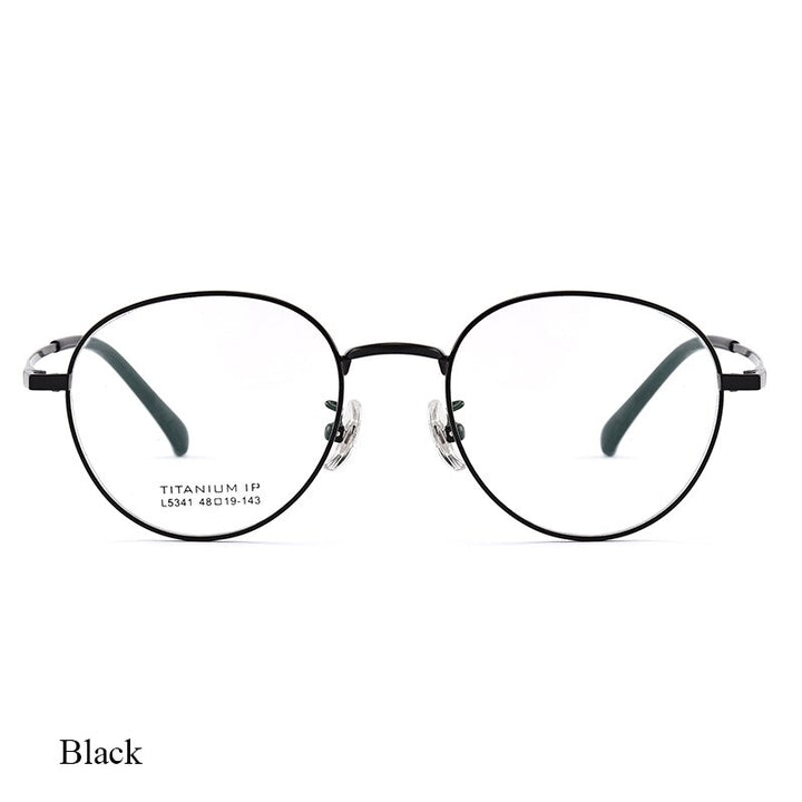 Bclear Unisex Full Rim Round Titanium Eyeglasses Lb5341 Full Rim Bclear Black