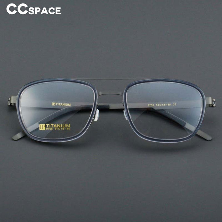CCspace Unisex Full Rim Square Double Bridge Acetate Titanium Eyeglasses 55024 Full Rim CCspace