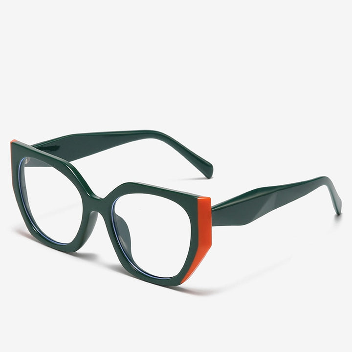 CCspace Unisex Full Rim Square Cat Eye Acetate Eyeglasses 55312 Full Rim CCspace China GreenOrange