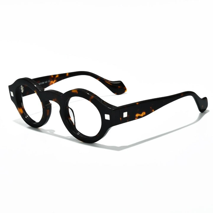Gatenac Unisex Full Rim Irregular Round Acetate Eyeglasses Gxyj1007 Full Rim Gatenac Tortoiseshell
