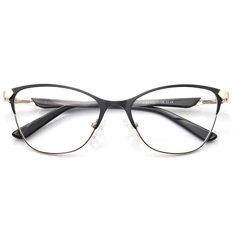 Laoyehui Unisex Eyeglasses Cat Eye Alloy Reading Glasses 8184 Black Red Reading Glasses Laoyehui 0 Black