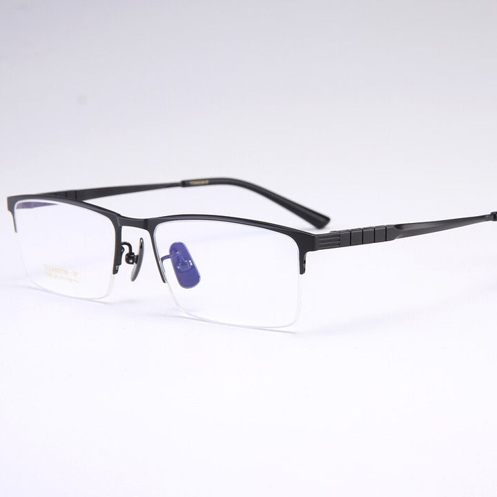 Bclear Men's Semi Rim Square Titanium Eyeglasses My91065 Semi Rim Bclear