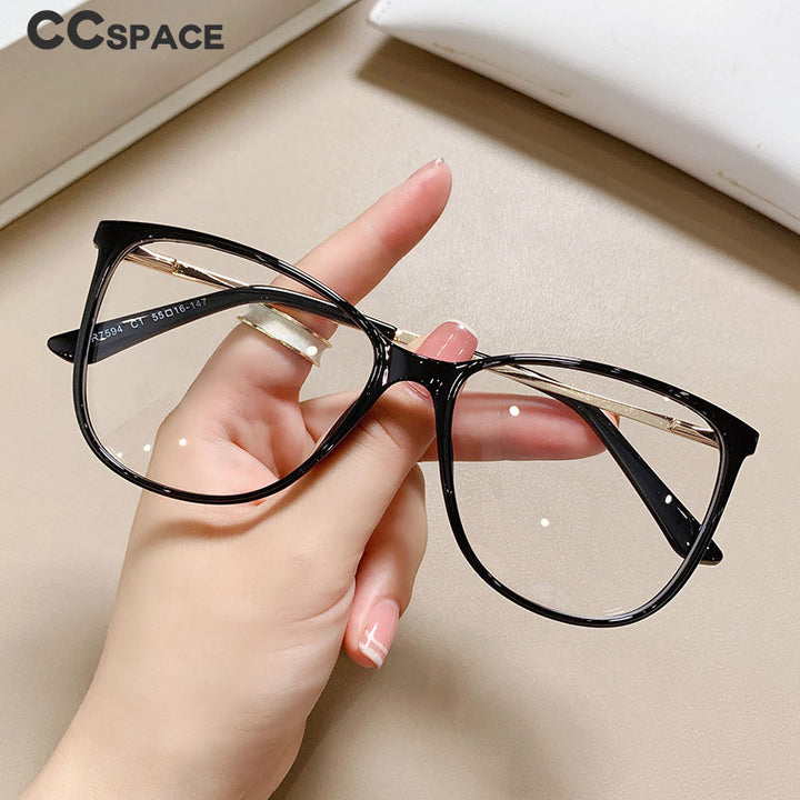 CCspace Unisex Full Rim Square Cat Eye Tr 90 Titanium Eyeglasses 55713 Full Rim CCspace