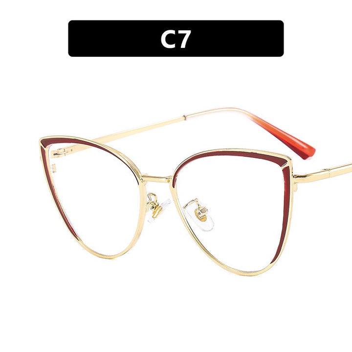 CCspace Women's Full Rim Square Cat Eye Acetate Alloy Eyeglasses 54550 Full Rim CCspace China Red
