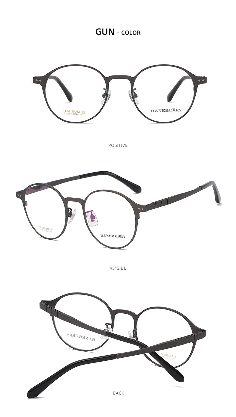 Reven Jate Unisex Full Rim Round Titanium Frame Eyeglasses 71080 Full Rim Reven Jate