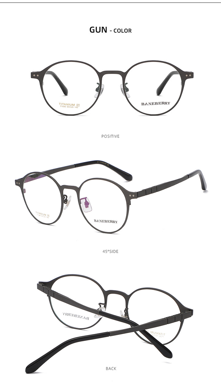 Reven Jate Unisex Full Rim Round Titanium Frame Eyeglasses 71080 Full Rim Reven Jate