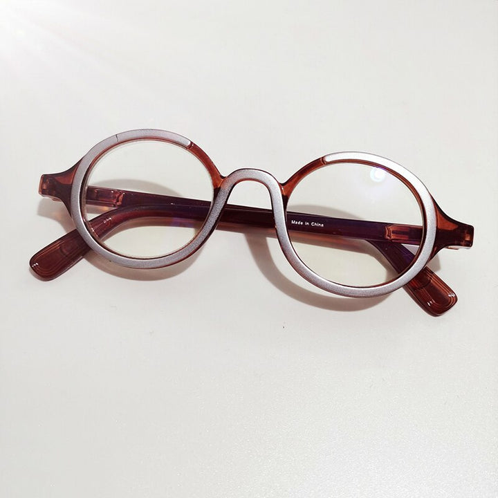 CCspace Women's Full Rim Round Acetate Hyperopic Reading Glasses 55299 Reading Glasses CCspace +100 TeaGray