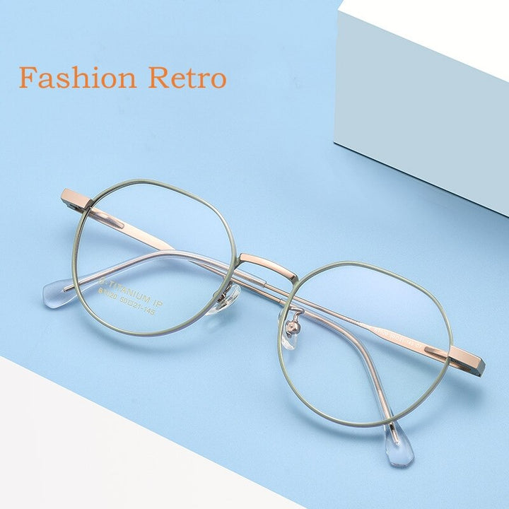 Yimaruili Unisex Full Rim Polygonal Titanium Eyeglasses Bt020t Full Rim Yimaruili Eyeglasses