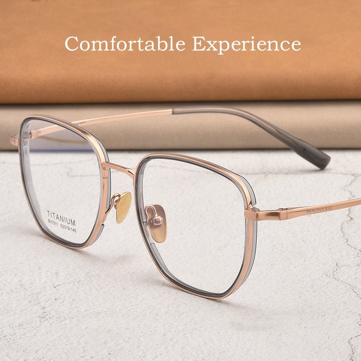 Yimaruili Unisex Full Rim Square Acetate Titanium Eyeglasses Bv7011b Full Rim Yimaruili Eyeglasses