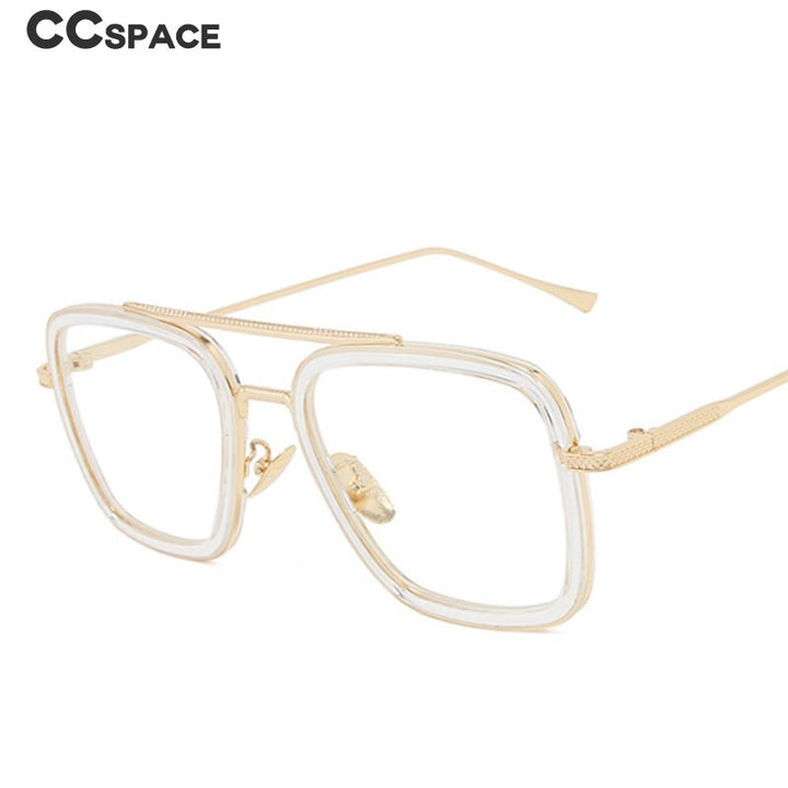 CCspace Unisex Full Rim Square Double Bridge Tr 90 Alloy Eyeglasses 54823 Full Rim CCspace