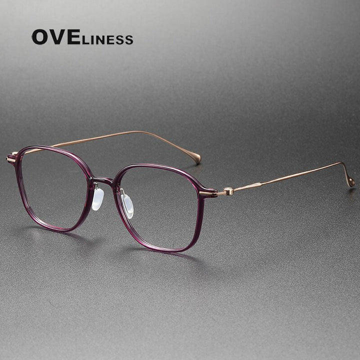 Oveliness Unisex Full Rim Square Acetate Titanium Eyeglasses 8641 Full Rim Oveliness