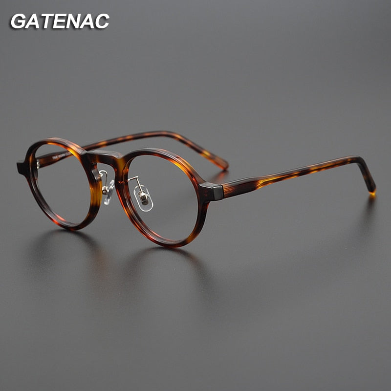 Gatenac Unisex Full Rim Round Acetate Eyeglasses Gxyj1043 Full Rim Gatenac