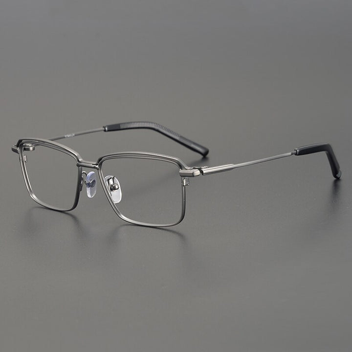 Gatenac Unisex Full Rim Square Titanium Eyeglasses Gxyj906 Full Rim Gatenac Gun