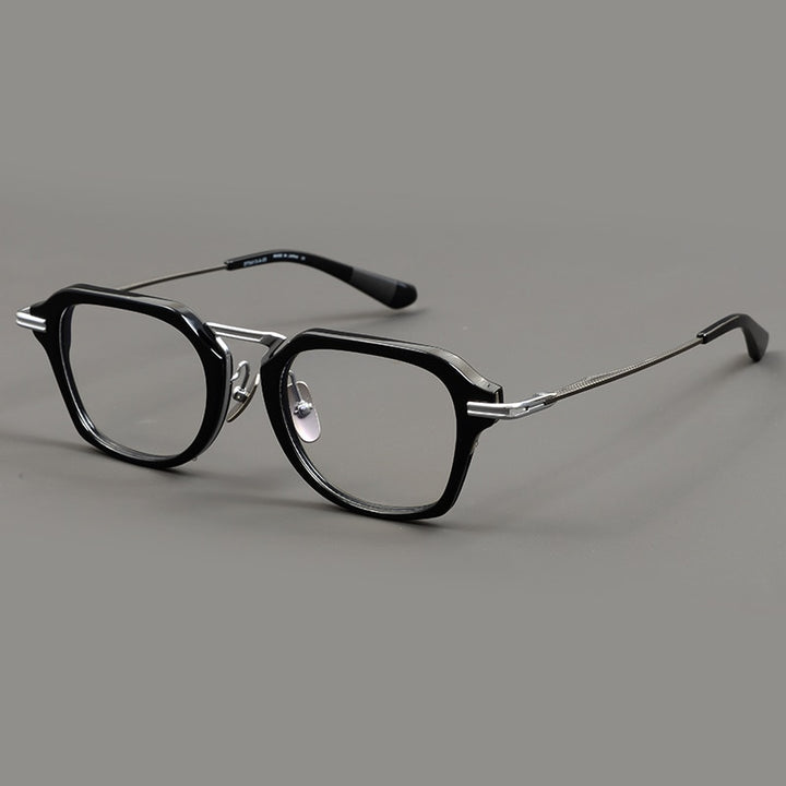Muzz Unisex Full Rim Square Acetate Titanium Eyeglasses Dl413 Full Rim Muzz C4