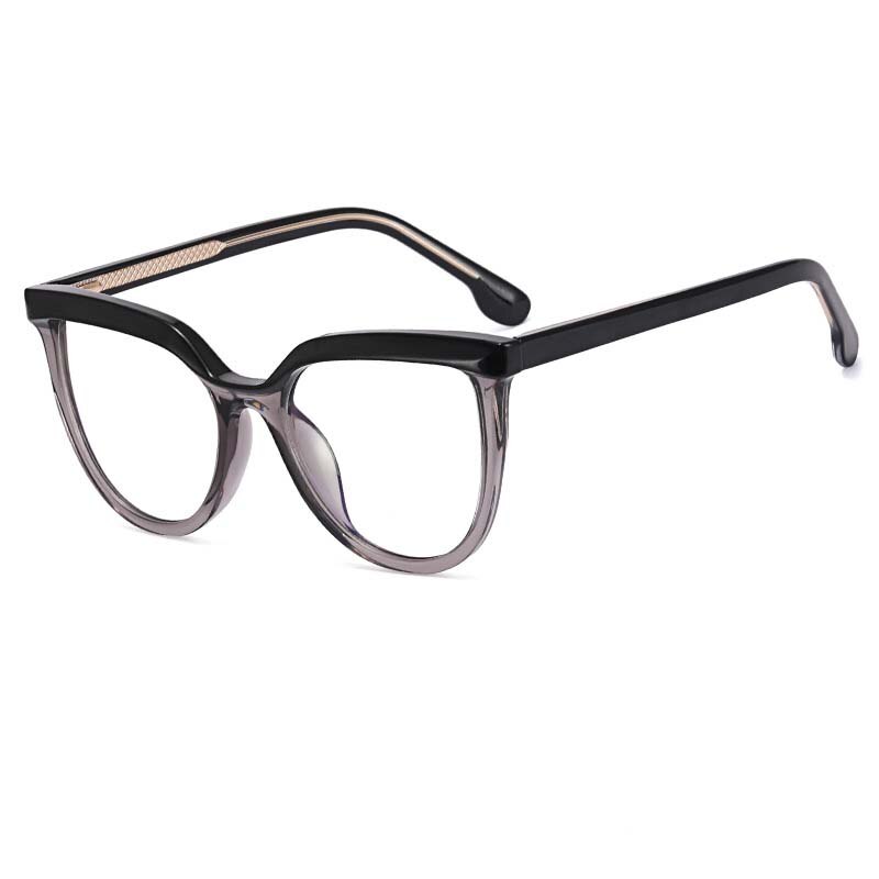 CCspace Unisex Full Rim Square Cat Eye Tr 90 Titanium Eyeglasses 54724 Full Rim CCspace China Black gray