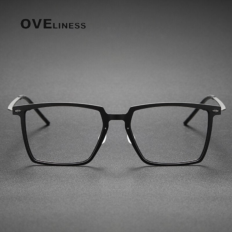 Oveliness Unisex Full Rim Square Acetate Titanium Eyeglasses Full Rim Oveliness