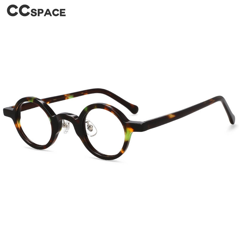CCspace Unisex Full Rim Round Handcrafted Acetate Eyeglasses 55698 Full Rim CCspace