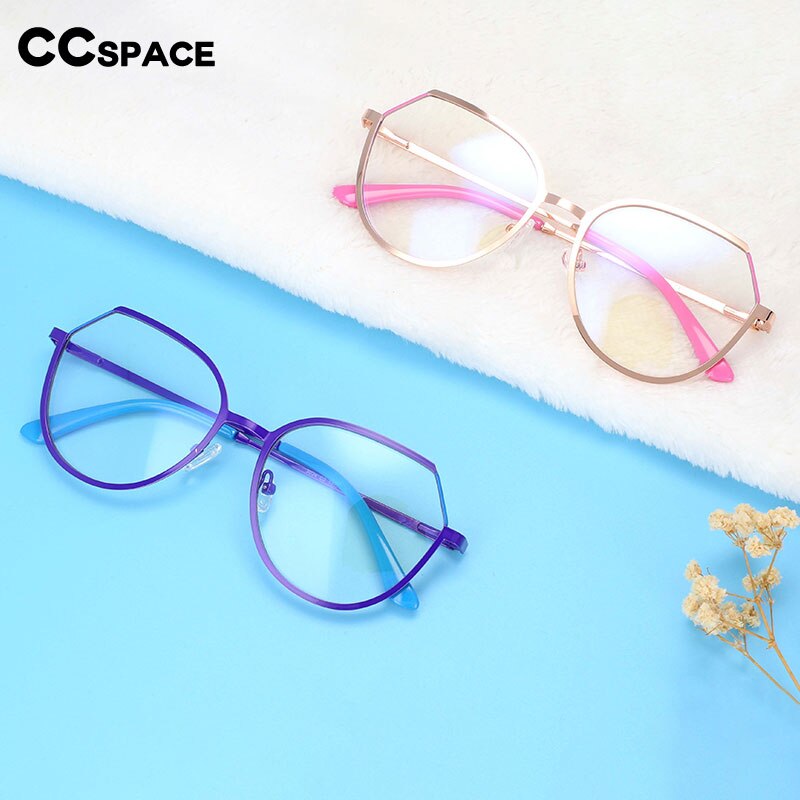 CCspace Unisex Full Rim Round Cat Eye Alloy Frame Eyeglasses 54178 Full Rim CCspace