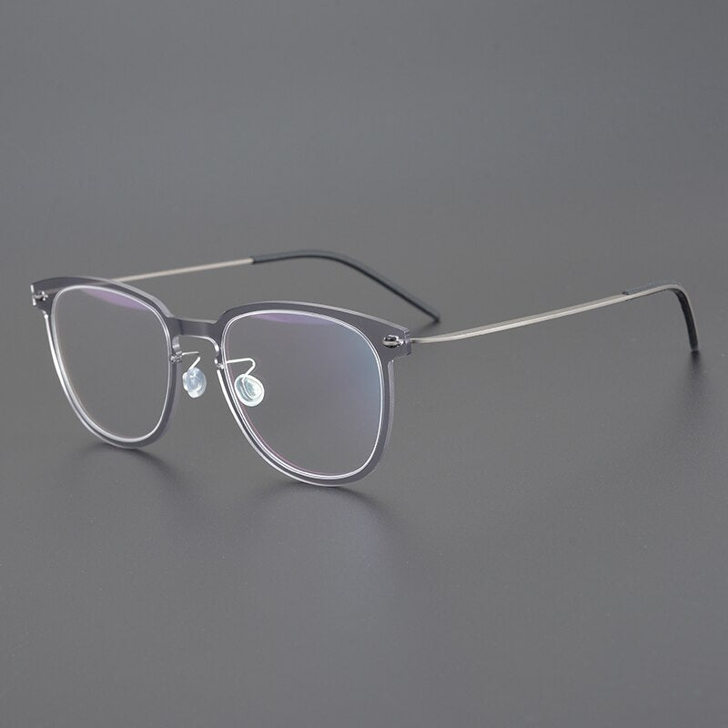 Gatenac Unisex Full Rim Round Square Screwless Titanium Eyeglasses Gxyj956 Full Rim Gatenac Gray