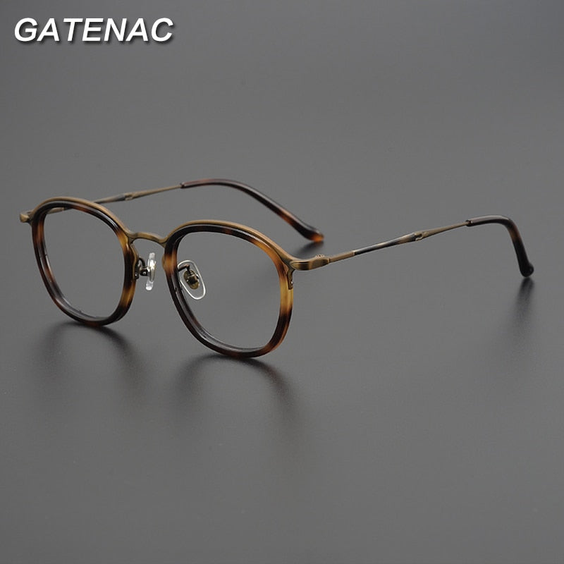 Gatenac Unisex Full Rim Round Square Titanium Eyeglasses Gxyj964 Full Rim Gatenac