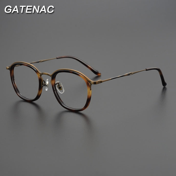 Gatenac Unisex Full Rim Round Square Titanium Eyeglasses Gxyj964 Full Rim Gatenac