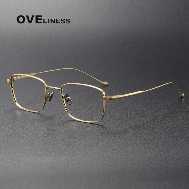Oveliness Unisex Full Rim Square Titanium Eyeglasses  Chordf Full Rim Oveliness gold