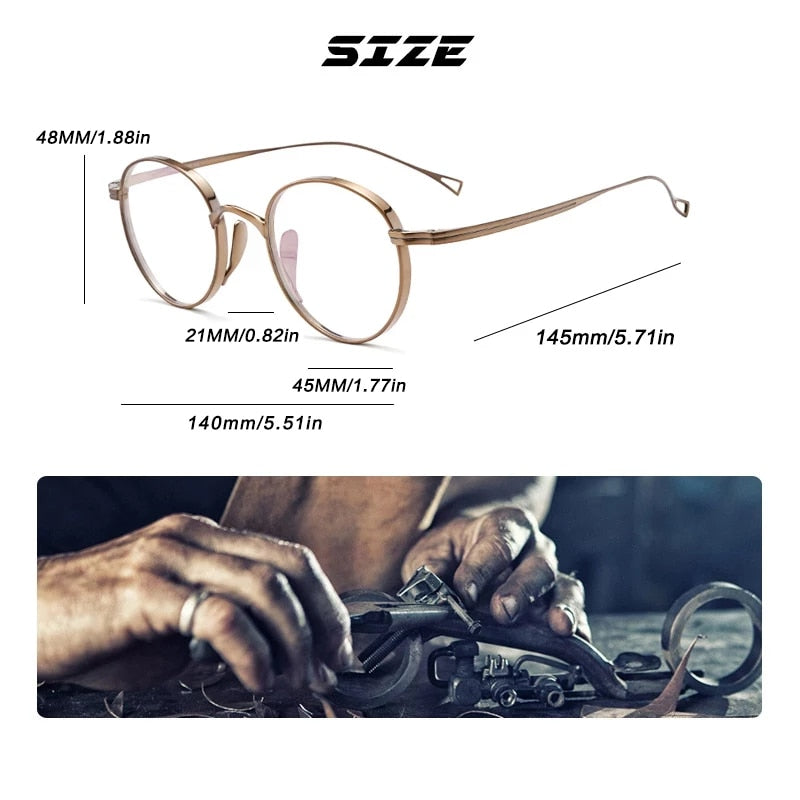 Gatenac Unisex Full Rim Round Titanium Frame Eyeglasses Gxyj485 Full Rim Gatenac