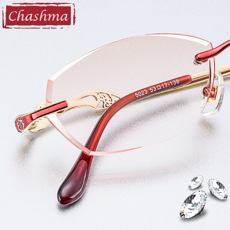 Chashma Women's Rimless Diamond Cut Titanium Oval Frame Eyeglasses 5023 Rimless Chashma