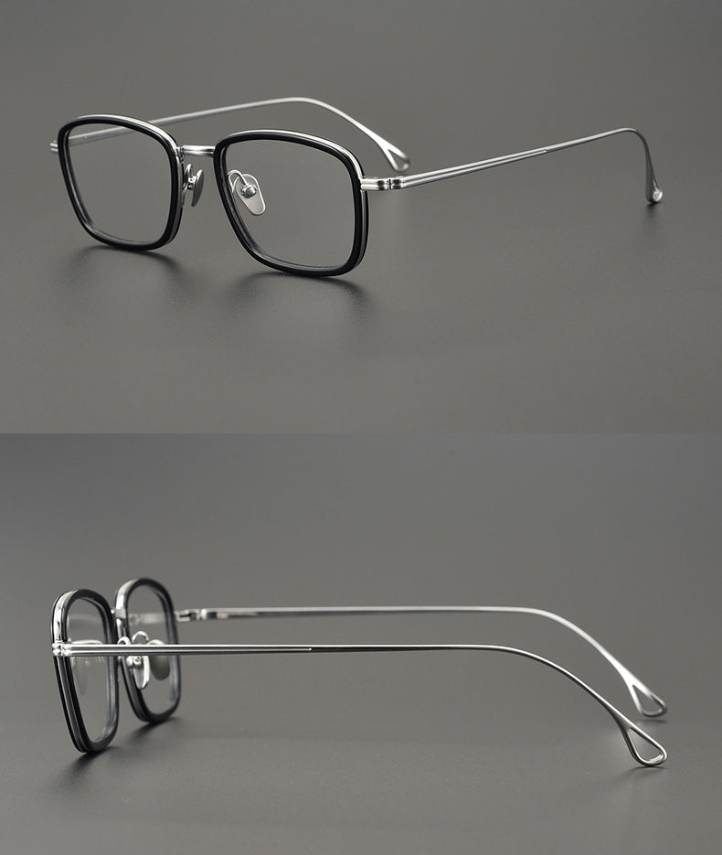 Gatenac Unisex Full Rim Square Titanium Acetate Frame Eyeglasses Gxyj785 Full Rim Gatenac