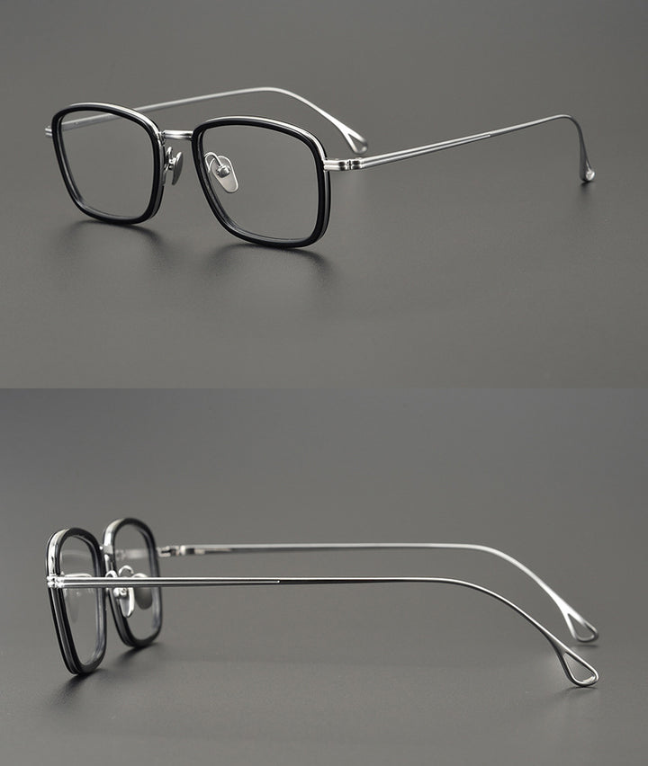 Gatenac Unisex Full Rim Square Titanium Acetate Frame Eyeglasses Gxyj785 Full Rim Gatenac