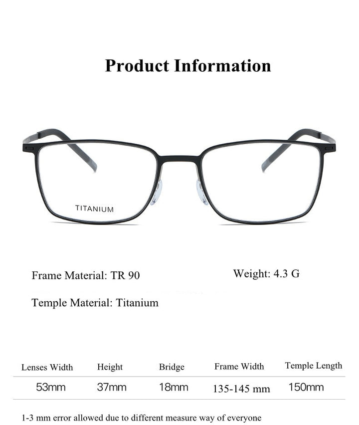Chashma Ottica Unisex Full Rim Square Tr 90 Titanium Eyeglasses 2886 Full Rim Chashma Ottica