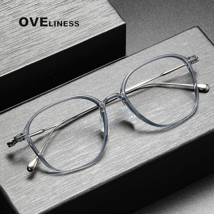 Oveliness Unisex Full Rim Square Acetate Titanium Eyeglasses 8641 Full Rim Oveliness