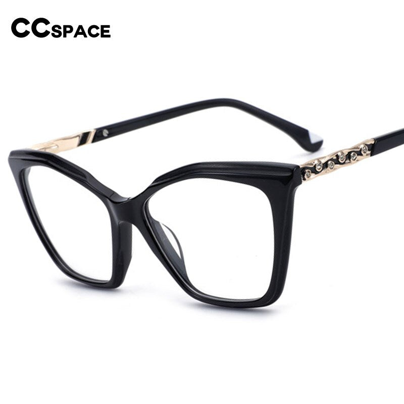 CCspace Women's Full Rim Square Cat Eye Acetate Eyeglasses 55277 Full Rim CCspace