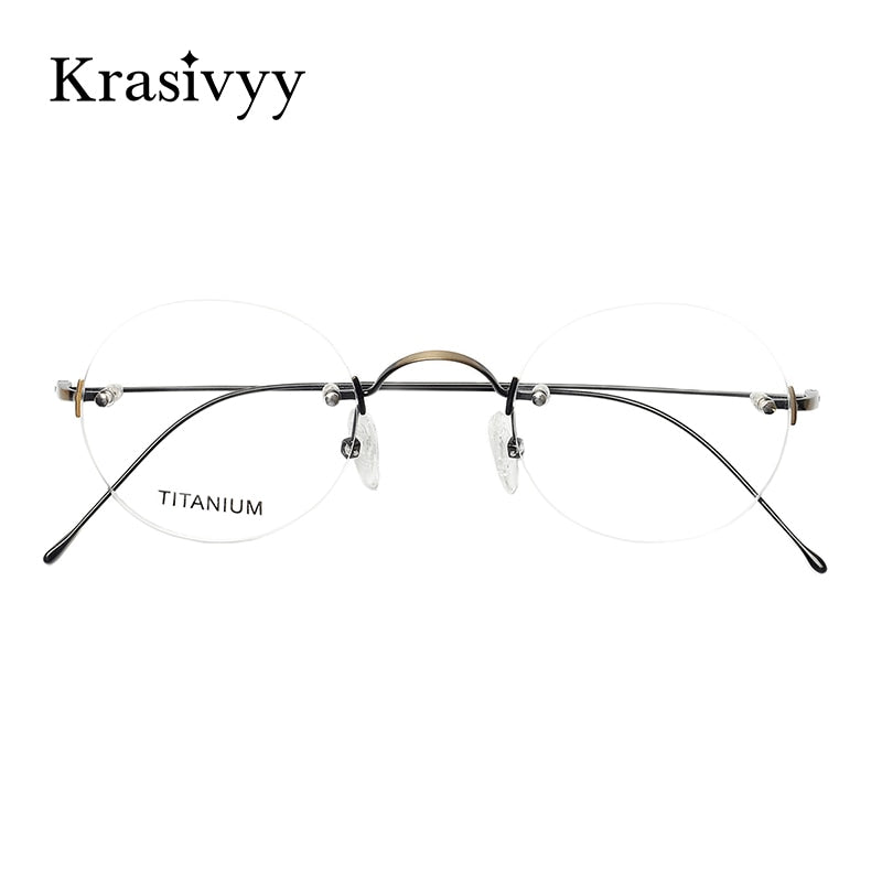 Krasivyy Unisex Rimless Round Titanium Eyeglasses Kr16035 Rimless Krasivyy
