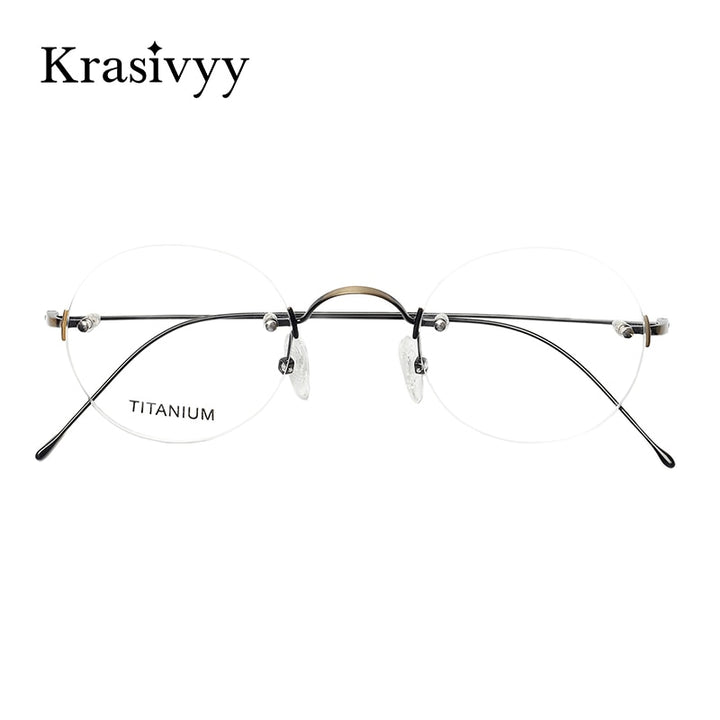 Krasivyy Unisex Rimless Round Titanium Eyeglasses Kr16035 Rimless Krasivyy