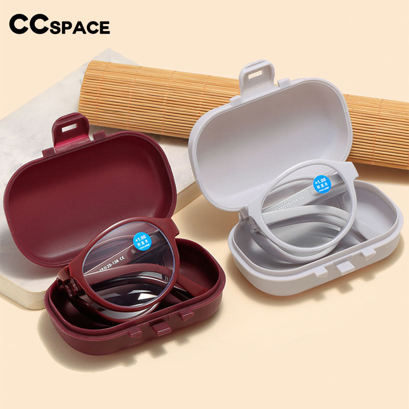 CCspace Unisex Full Rim Round Foldable Acetate Reading Glasses 55502 Reading Glasses CCspace